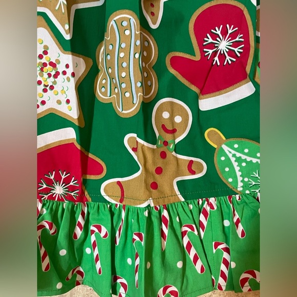 Whimsical Holiday Kids Dress in Green and Red - Picture 5 of 6